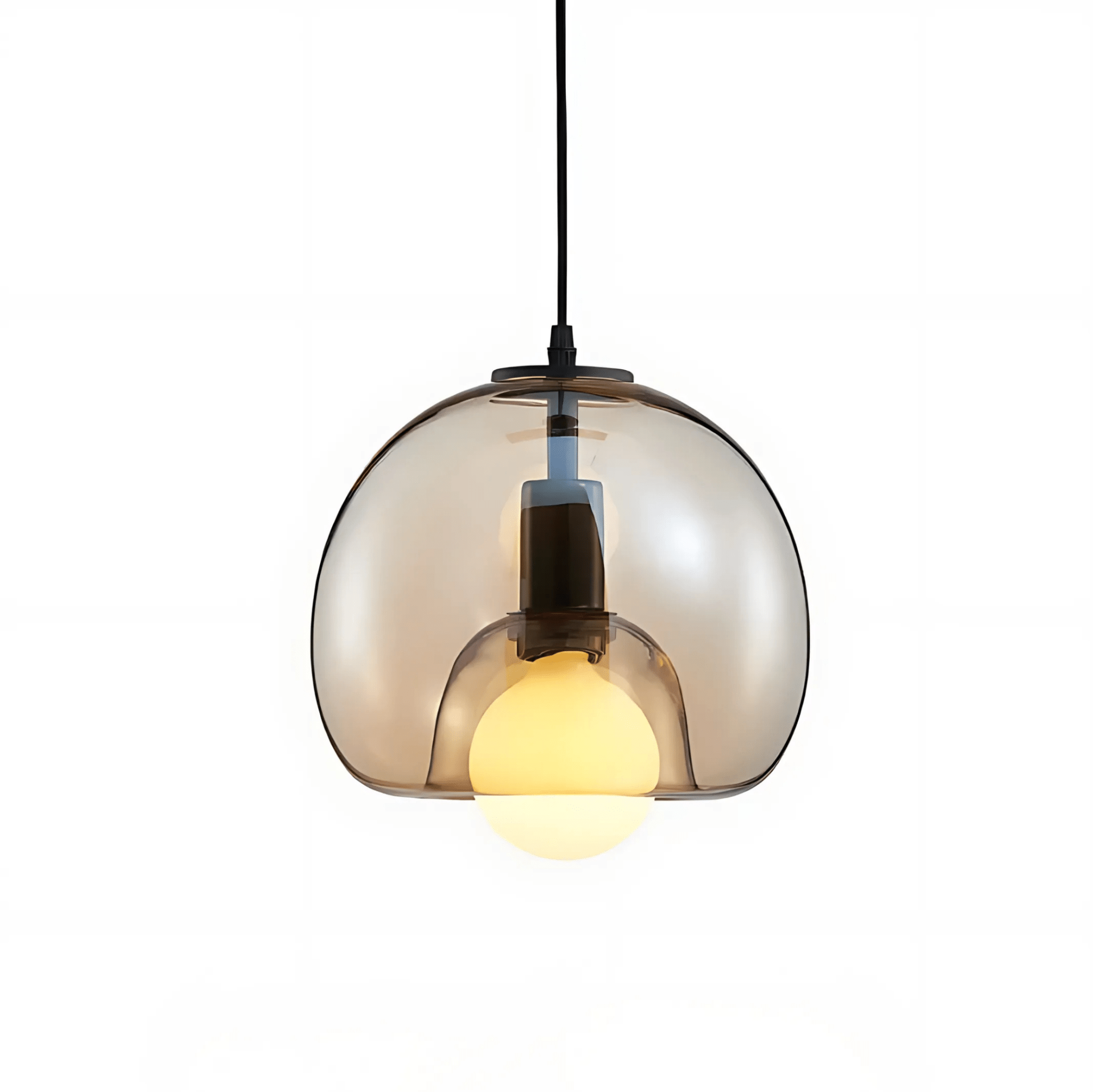 Handblown Glass Pendant Light – Smoked Grey, Clear, Amber Finishes – Adjustable Hanging Light for Kitchen Pendant Lighting 6