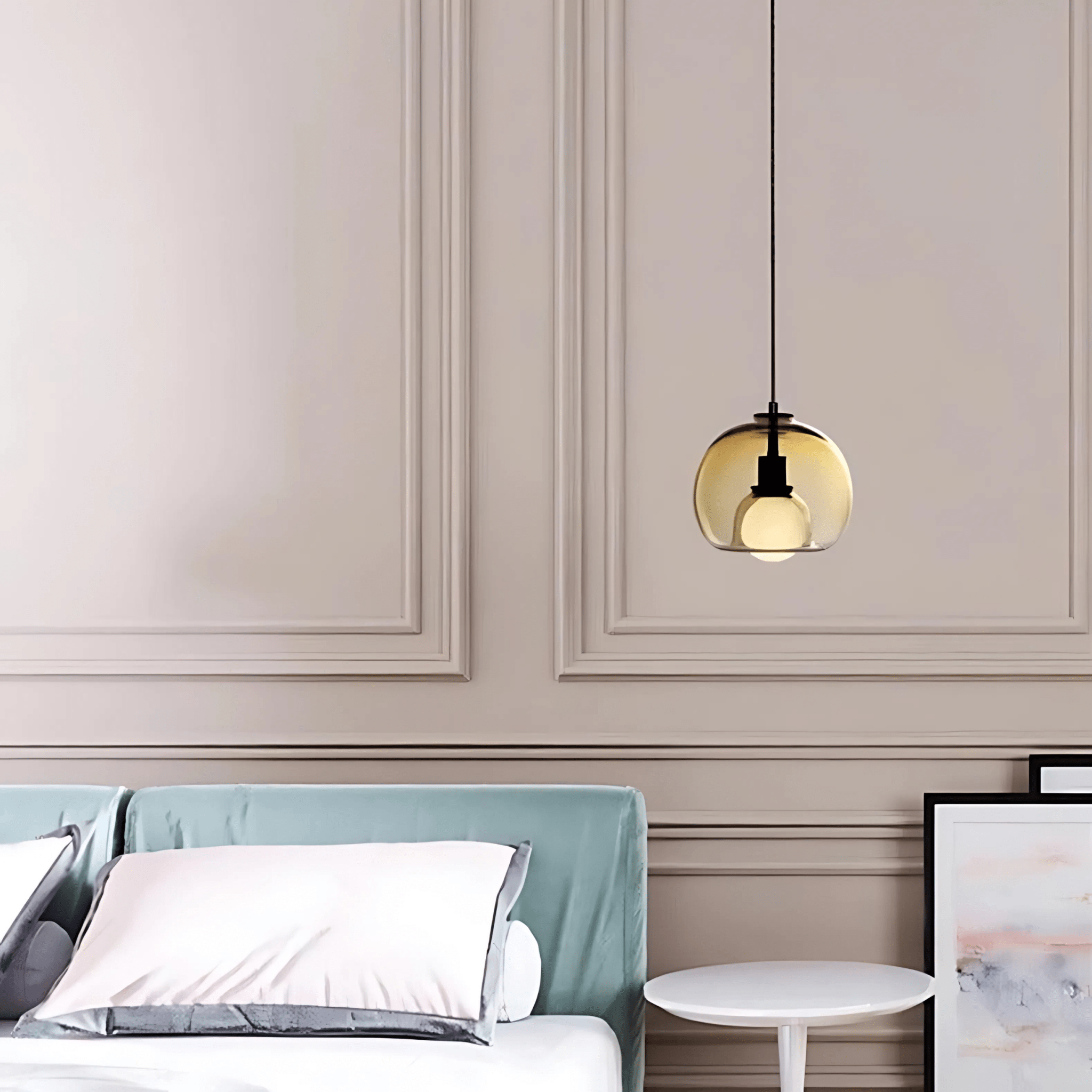 Handblown Glass Pendant Light – Smoked Grey, Clear, Amber Finishes – Adjustable Hanging Light for Kitchen Pendant Lighting 8