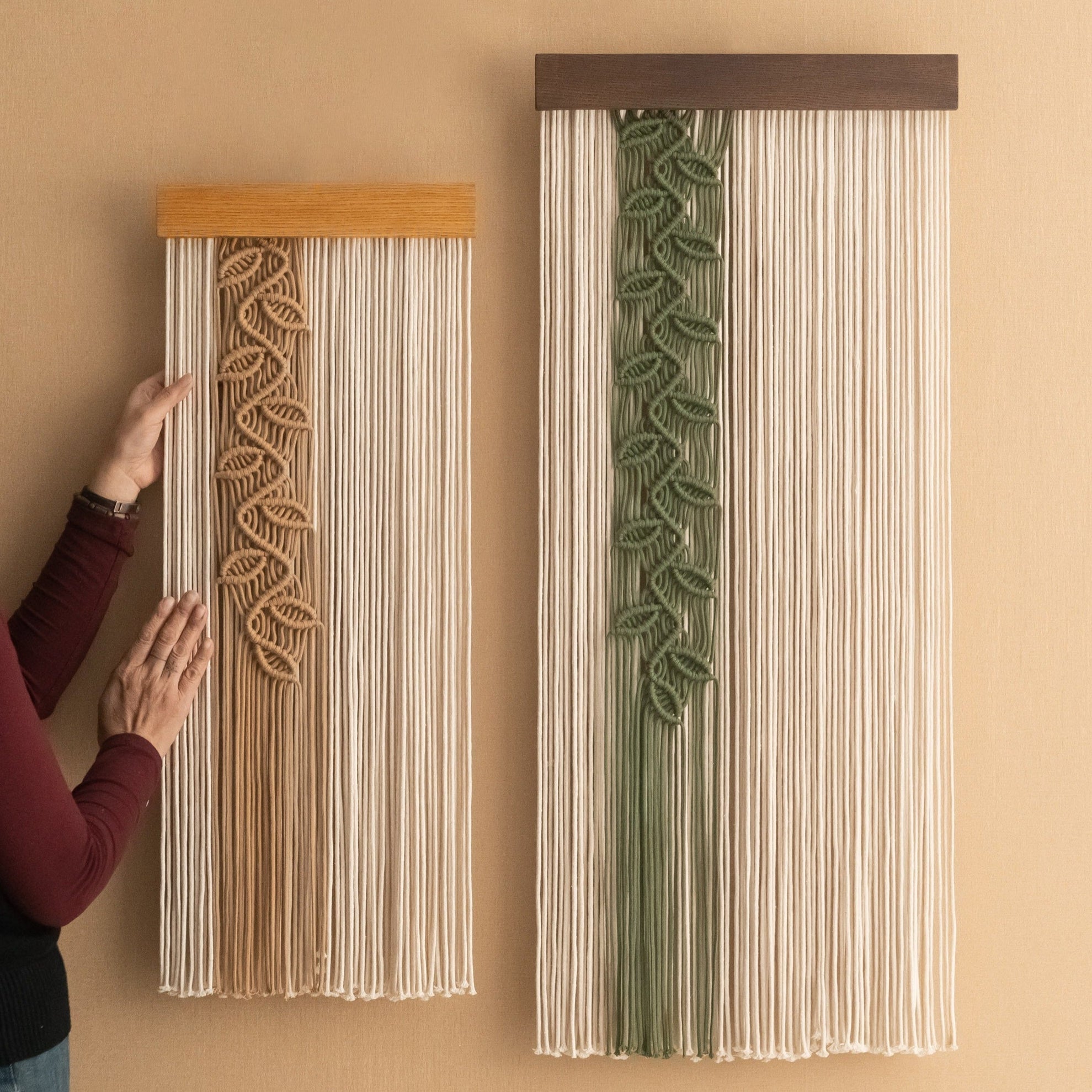 Handcrafted Macrame Wall Hanging with Leaf Vine Design – Boho Wall Art Decor for Living Room 0