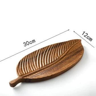 Handcrafted Wooden Serving Plate - Unique Black Walnut Leaf Platter for Elegant Dining and Decor 0