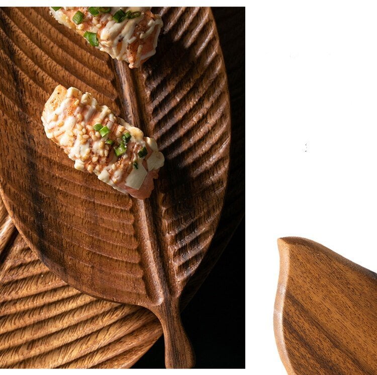 Handcrafted Wooden Serving Plate - Unique Black Walnut Leaf Platter for Elegant Dining and Decor 4