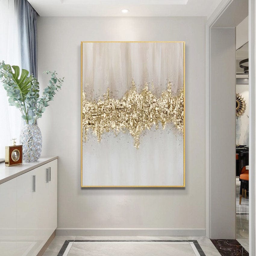 Handmade Acrylic Oil Painting on Canvas with Golden Foil Accents – Limited Edition Large Wall Art for Modern Home Decor 0