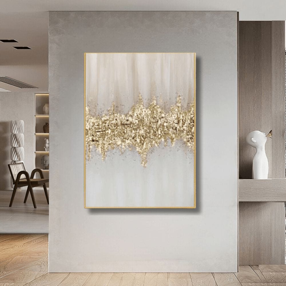 Handmade Acrylic Oil Painting on Canvas with Golden Foil Accents – Limited Edition Large Wall Art for Modern Home Decor 1