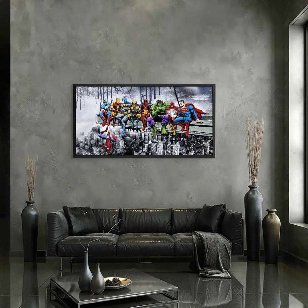 Heroes on Beam Fine Art Print – Superheroes Artwork with Exceptional Quality and Detail, Gallery Hanging Included 4