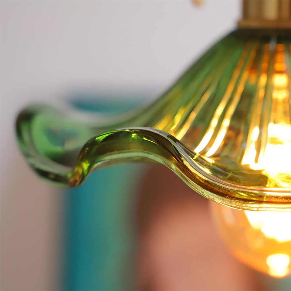 Hibiscus Flower Glass Pendant Light – Adjustable Brass Hanging Light for Kitchen and Home Décor 6