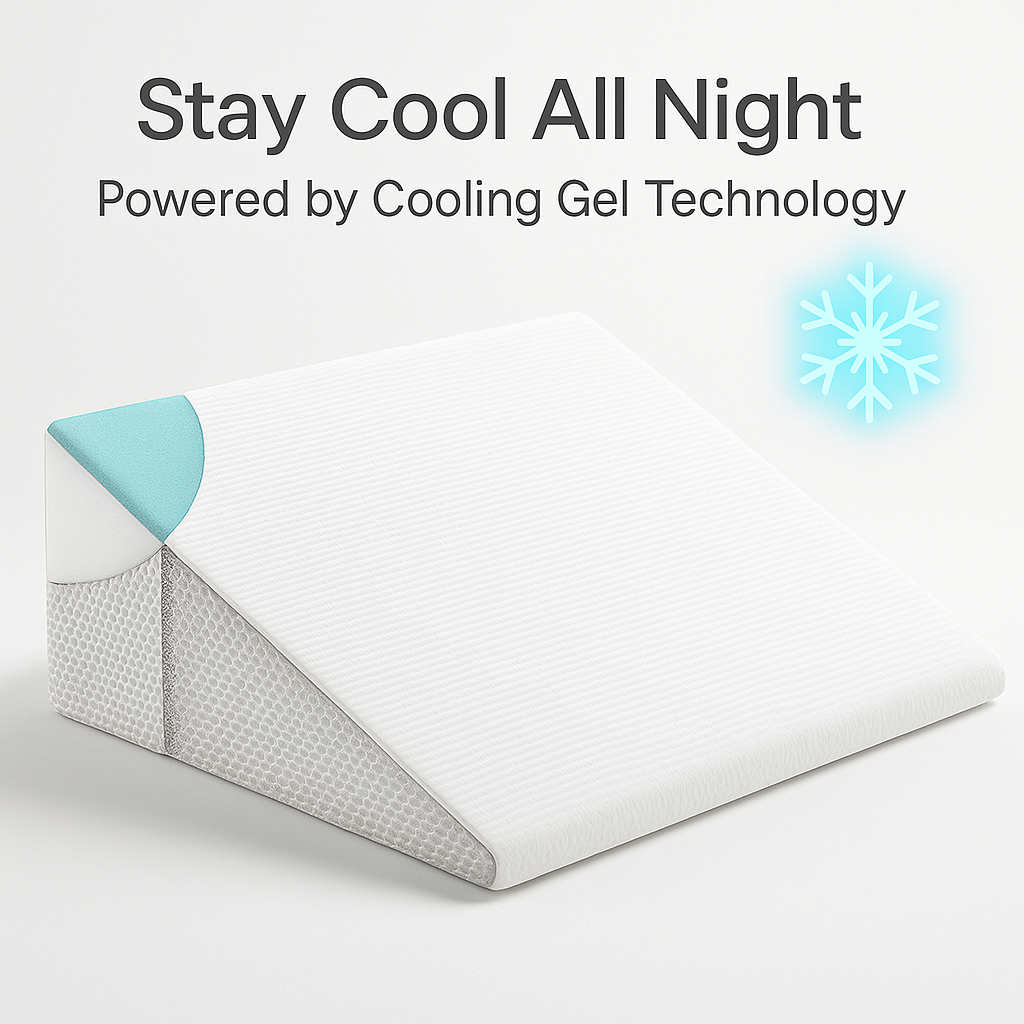 Inclined Wedge Support Pillow for Back Pain Relief – Cooling Gel Memory Foam with Removable Cover and Built-in Storage Pockets 6