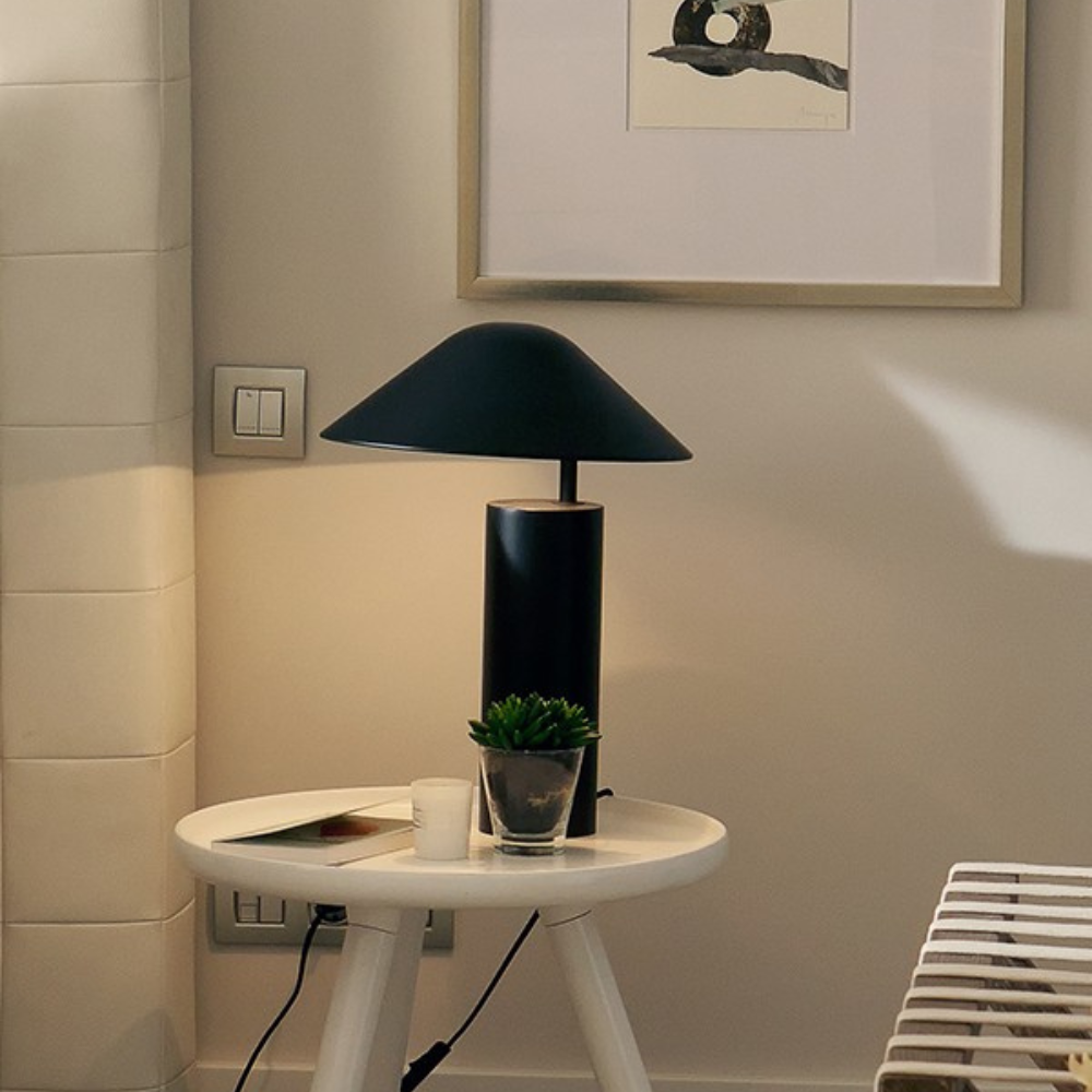 Japandi Style Table Lamp with Asymmetrical Shade – Elegant Black Design for Living Room and Bedroom 3