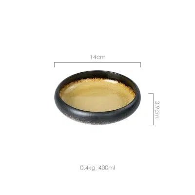 Japanese Glaze Ceramic Plates - Durable Porcelain Dinnerware Set for Elegant Dining, Microwave and Dishwasher Safe 0