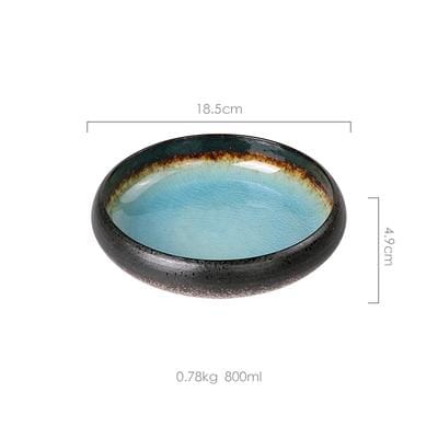 Japanese Glaze Ceramic Plates - Durable Porcelain Dinnerware Set for Elegant Dining, Microwave and Dishwasher Safe 8
