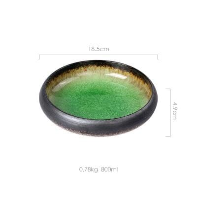 Japanese Glaze Ceramic Plates - Durable Porcelain Dinnerware Set for Elegant Dining, Microwave and Dishwasher Safe 9