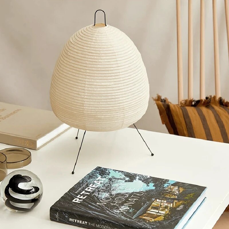Japanese Rice Paper LED Table Lamp – Artistic Design for Bedroom and Living Room Decor 1