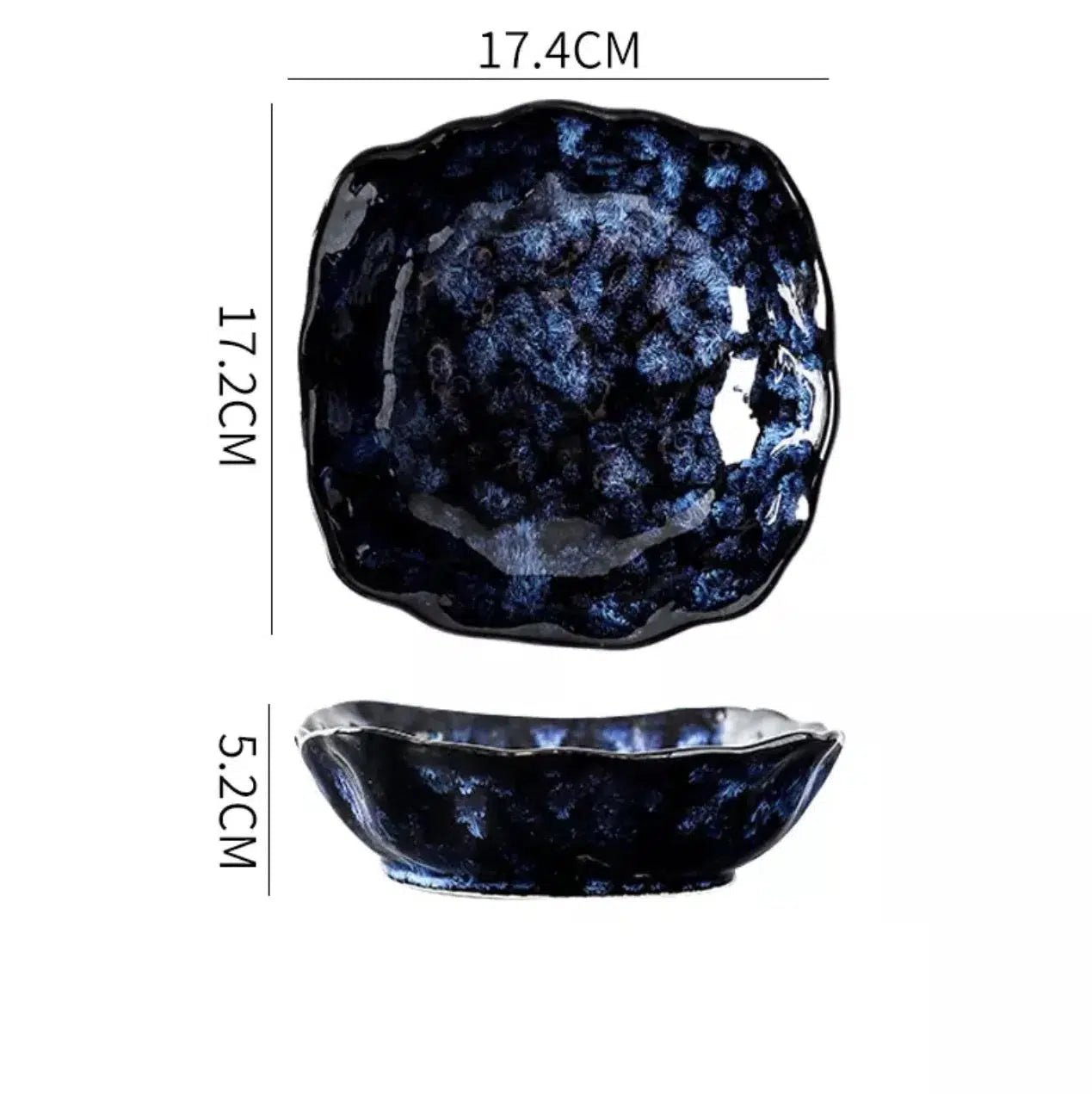 Japanese Style Blue Porcelain Dinnerware Set – Rustic Plates, Bowls, and Platters, Microwave and Dishwasher Safe 5