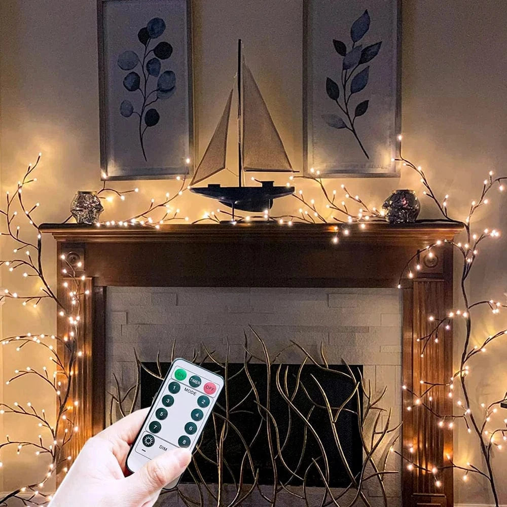 LED Tree Branch Lamp - Solar and USB Powered Decorative Light with 8 Modes for Indoor and Outdoor Use 2