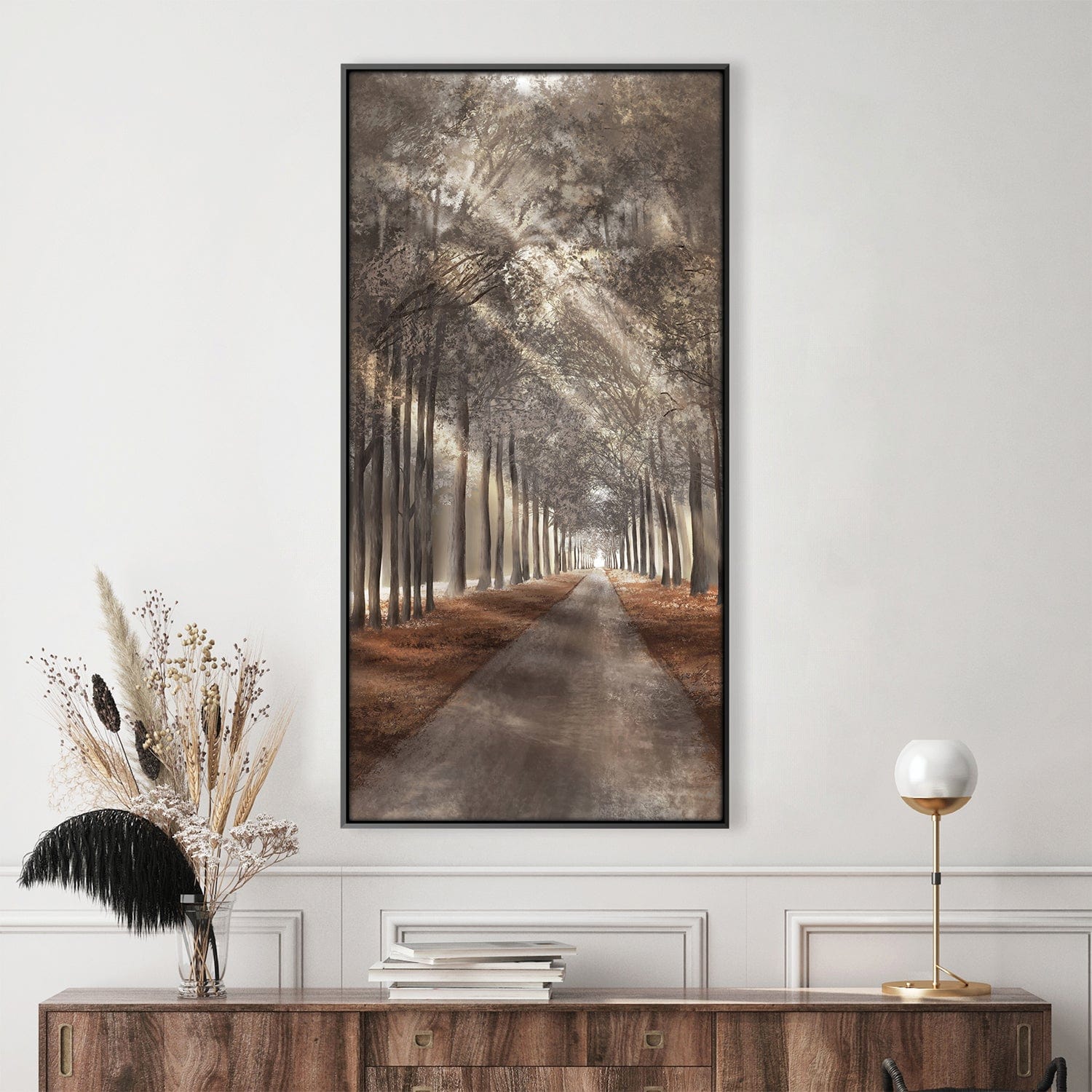 Large Forest Serenity Canvas Wall Art – Textured Nature Scene for Tranquil Wall Decor in Brown and White 0