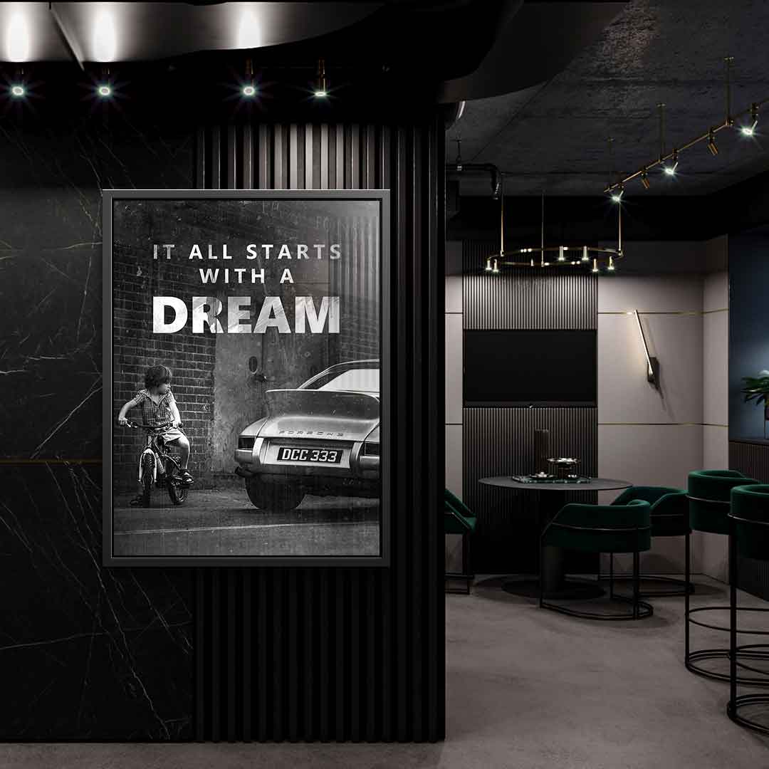 Large Framed Wall Art - 'It All Starts with a Dream' Acrylic Glass Decor, Ready to Hang, Handmade in Germany 3