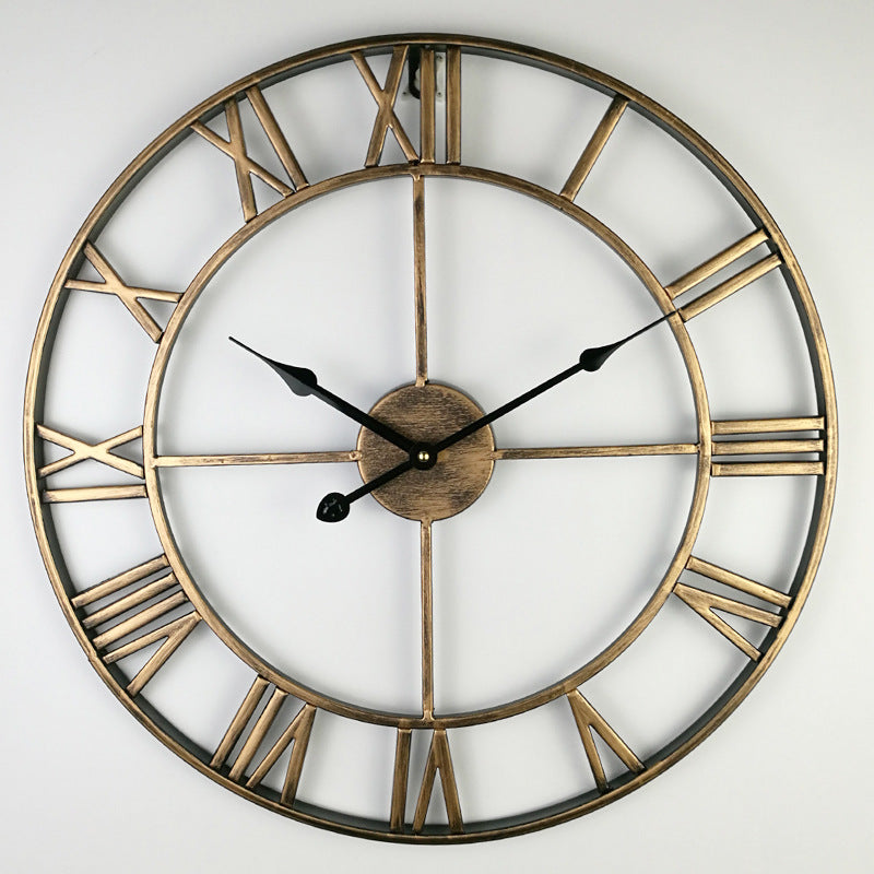Large Vintage-Style Iron Wall Clock – 40 cm Diameter Retro Wall Clock Decor with Silent Movement 0