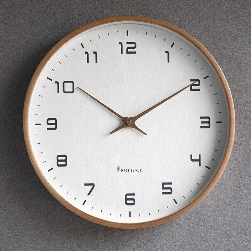 Large Wooden Wall Clock with Scandinavian Design – Silent Quartz Movement, Brown and Cream, 25x25cm or 30x30cm for Modern Wall Clock Decor 0