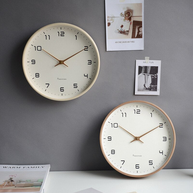 Large Wooden Wall Clock with Scandinavian Design – Silent Quartz Movement, Brown and Cream, 25x25cm or 30x30cm for Modern Wall Clock Decor 1