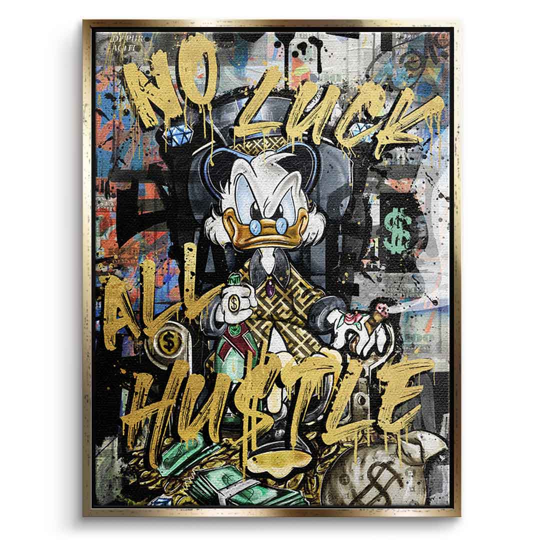 Limited Edition Canvas Wall Art - All Hustle Duck with Gold Accents, Eco-Friendly and UV-Resistant, Handmade in Germany 10