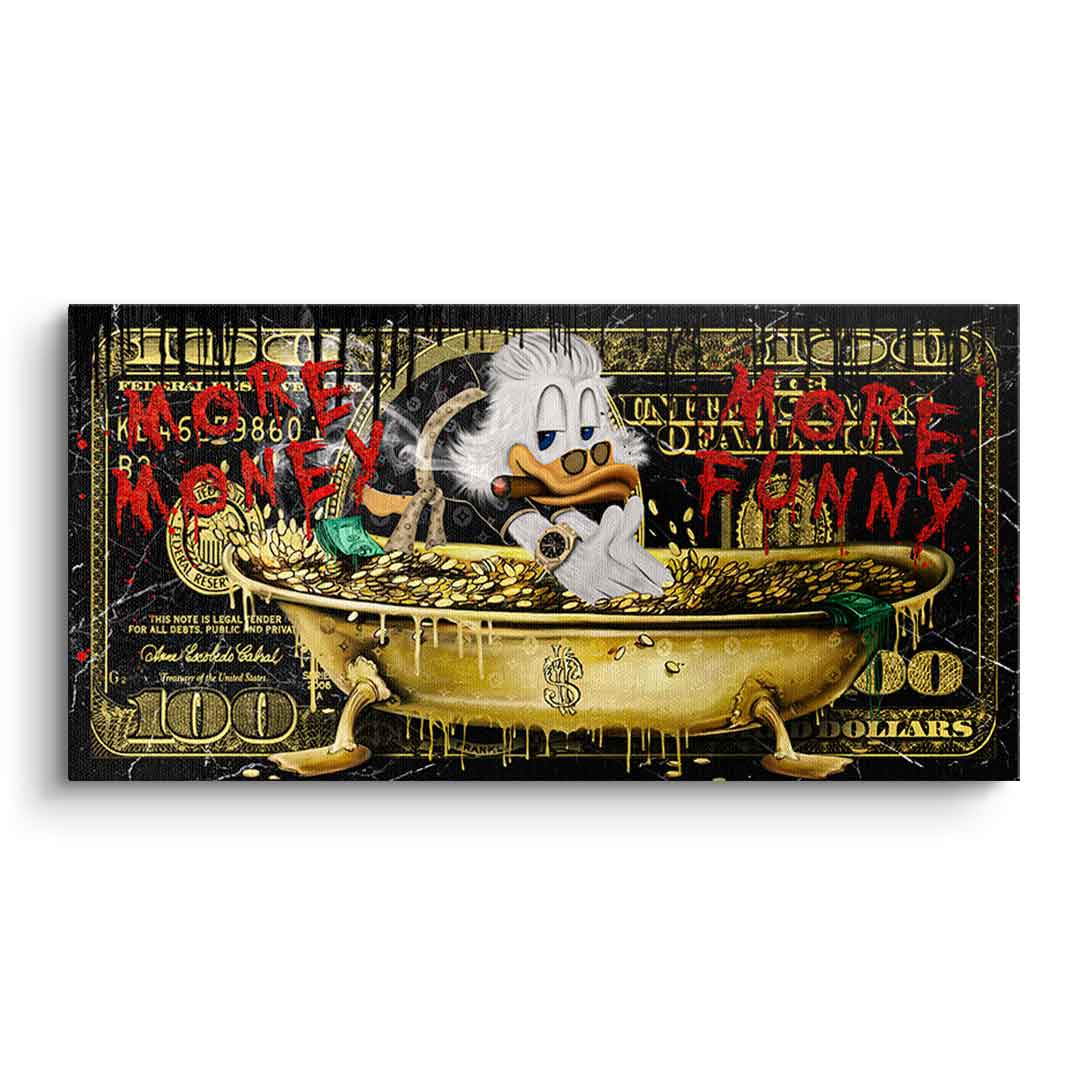 Limited Edition More Money Duck Canvas Art Print – Eco-Friendly Wall Art with Gold and Black Accents, Ready to Hang 0