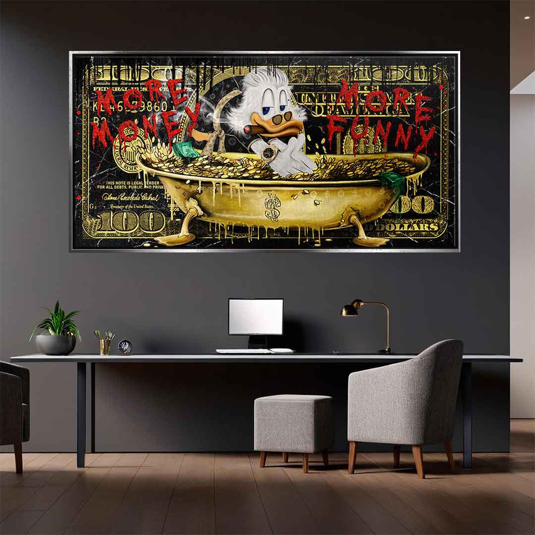 Limited Edition More Money Duck Canvas Art Print – Eco-Friendly Wall Art with Gold and Black Accents, Ready to Hang 2