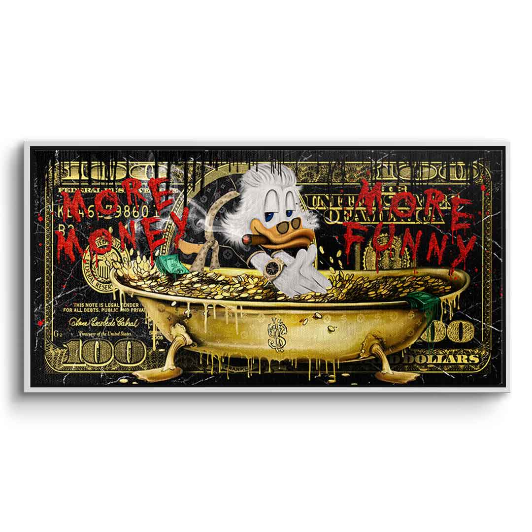 Limited Edition More Money Duck Canvas Art Print – Eco-Friendly Wall Art with Gold and Black Accents, Ready to Hang 5