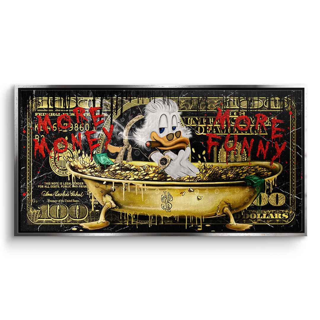 Limited Edition More Money Duck Canvas Art Print – Eco-Friendly Wall Art with Gold and Black Accents, Ready to Hang 7