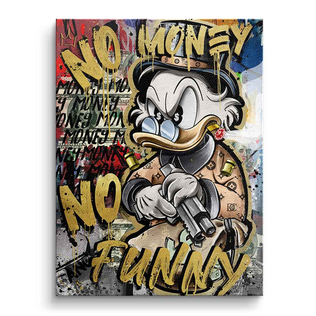 Limited Edition No Money Duck Canvas Art with Gold Accents - Ready to Hang Wall Art, Handmade in Germany 0