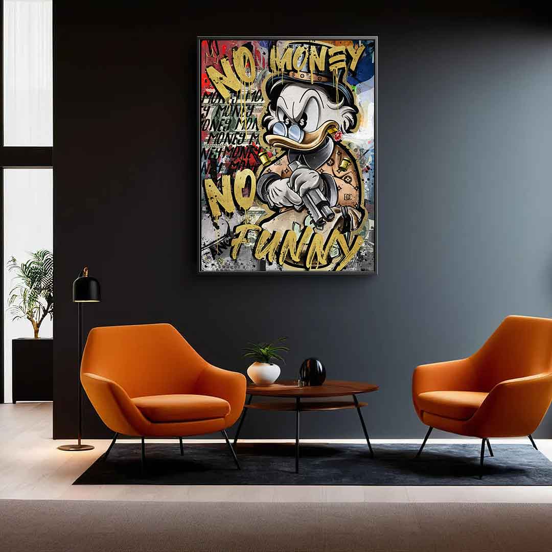 Limited Edition No Money Duck Canvas Art with Gold Accents - Ready to Hang Wall Art, Handmade in Germany 2