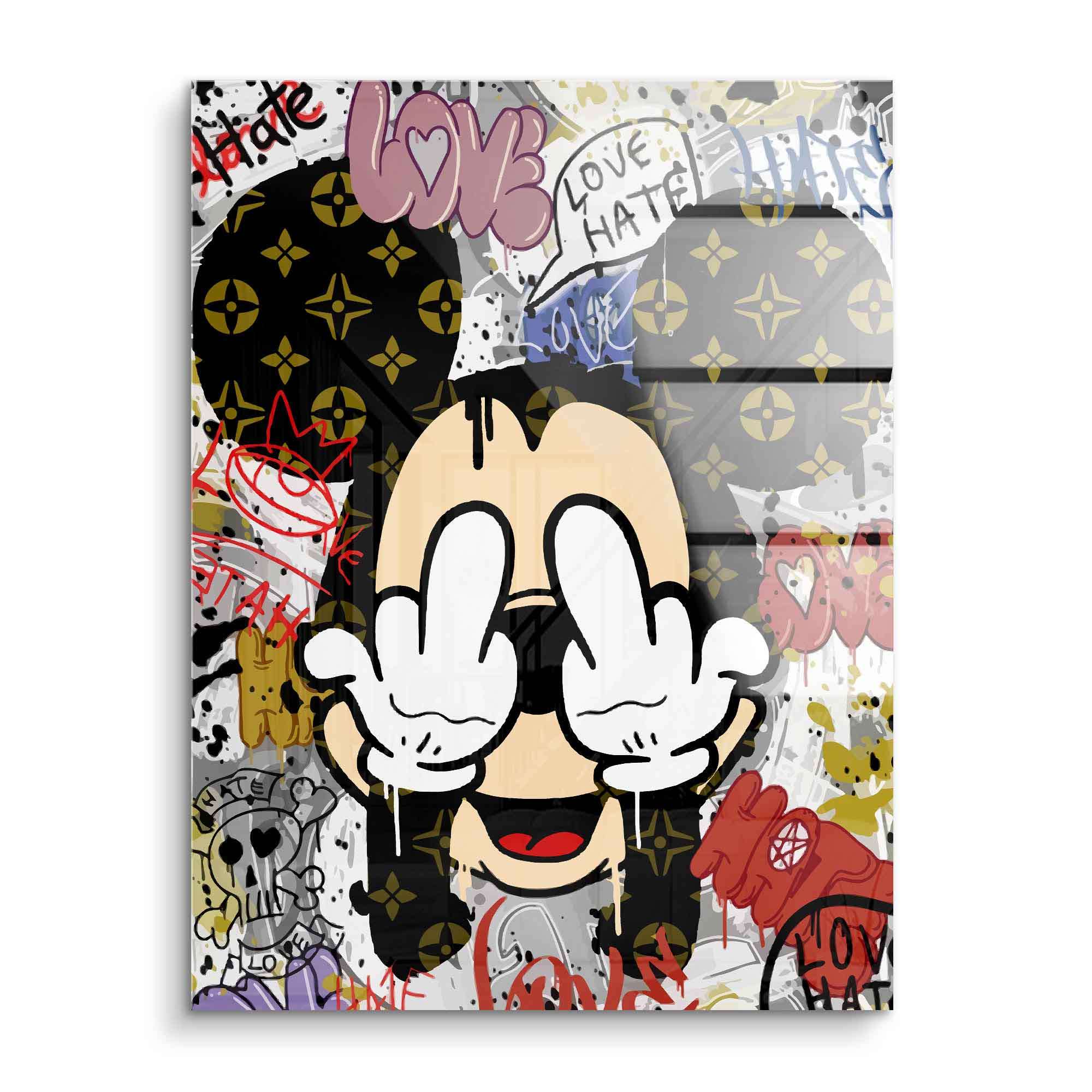 Love & Hate Fine Art Print – High-Quality Art Paper, Ready to Hang, Unique Mickey Mouse Design 1