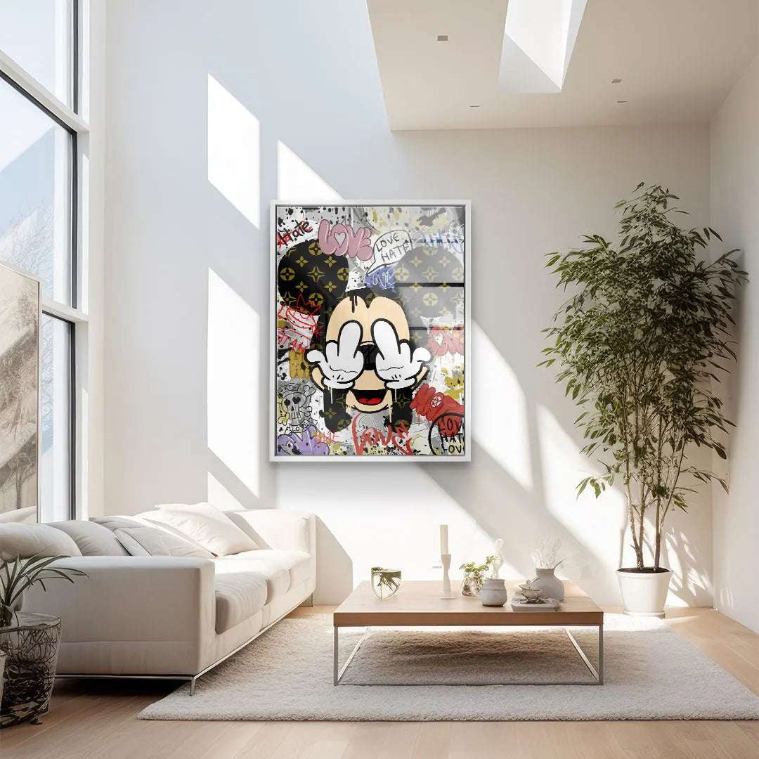 Love & Hate Fine Art Print – High-Quality Art Paper, Ready to Hang, Unique Mickey Mouse Design 3