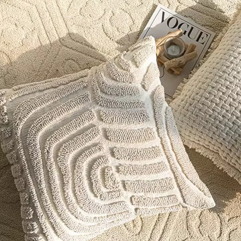 Luna Tufted Cushion Cover 45x45 cm in Soft Sand – Elegant Sofa Cushion Cover for Scatter Cushions and Home Decor 0