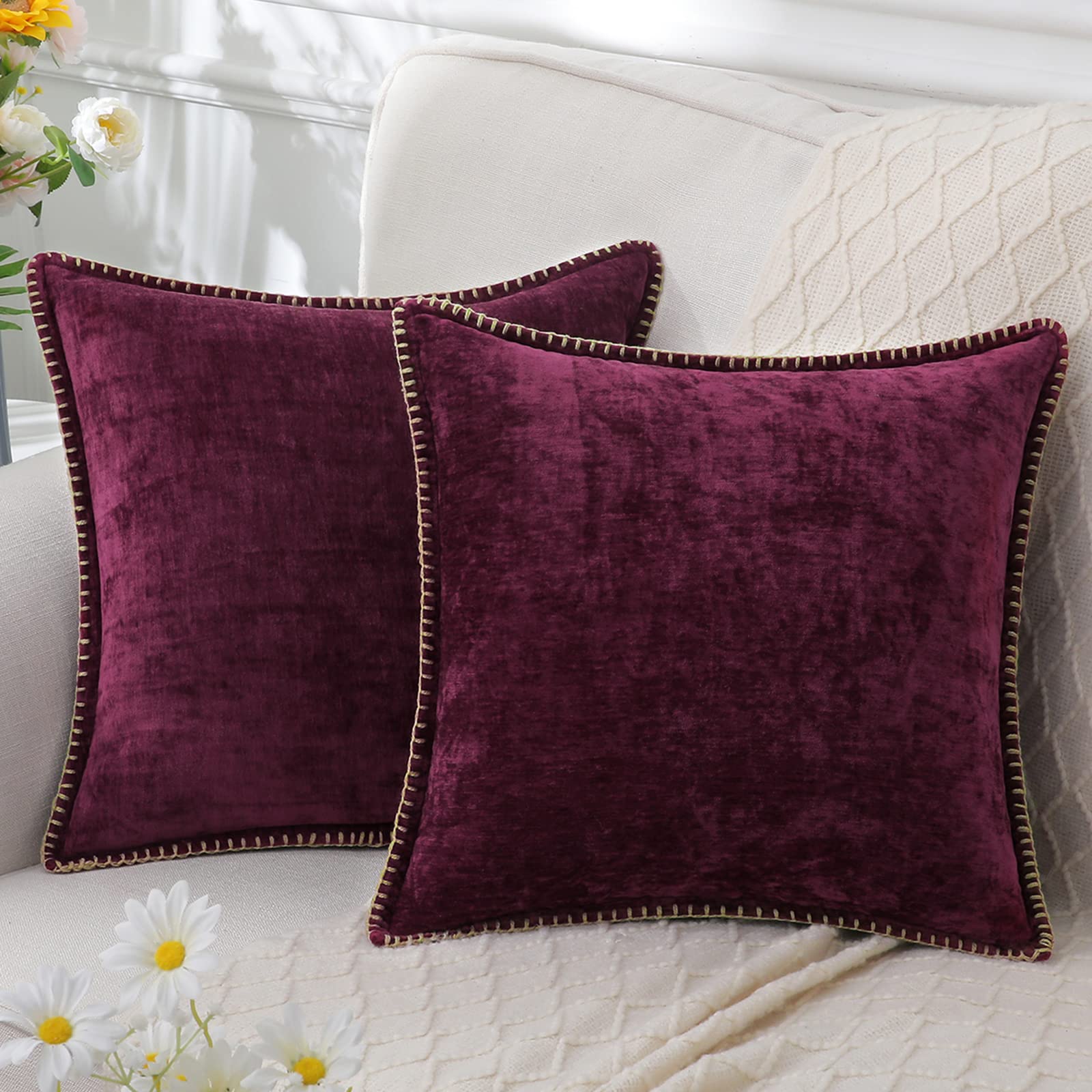 Luxury Decorative Cushion Cover in Velvety Chenille – Soft Accent Pillow for Couch and Bedroom, 40x40cm to 60x60cm 1
