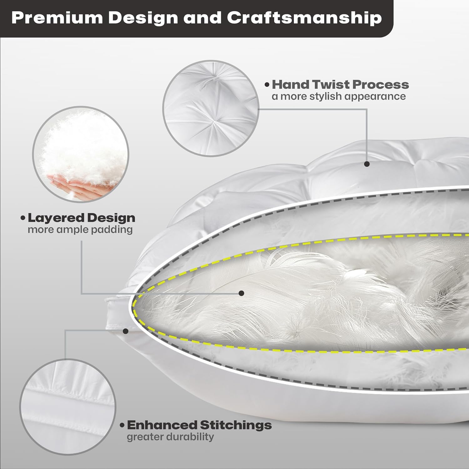 Luxury Goose Down Pillow for Side Sleepers – Soft, Breathable, Hotel-Quality Comfort with 800 Fill Power 3