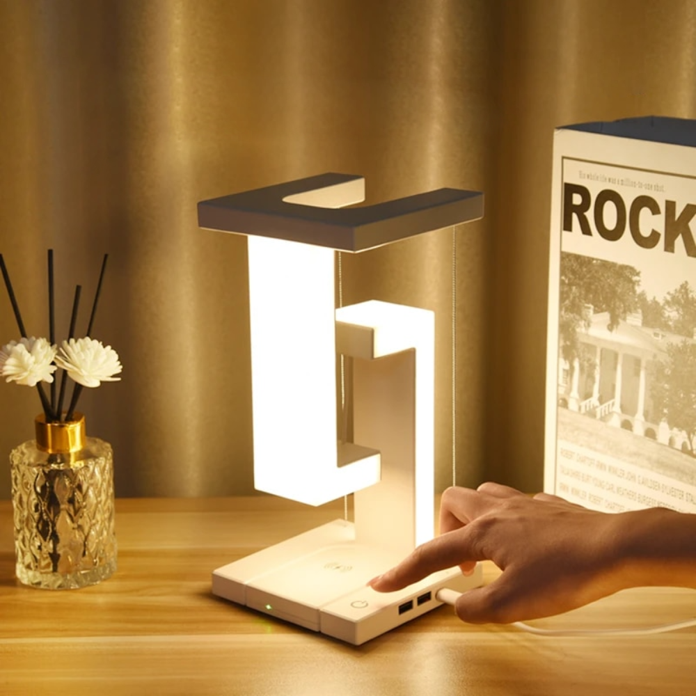 Magnetic Levitating Table Lamp with Wireless Charging – Intelligent LED Light, Modern Design, Durable ABS Plastic 1