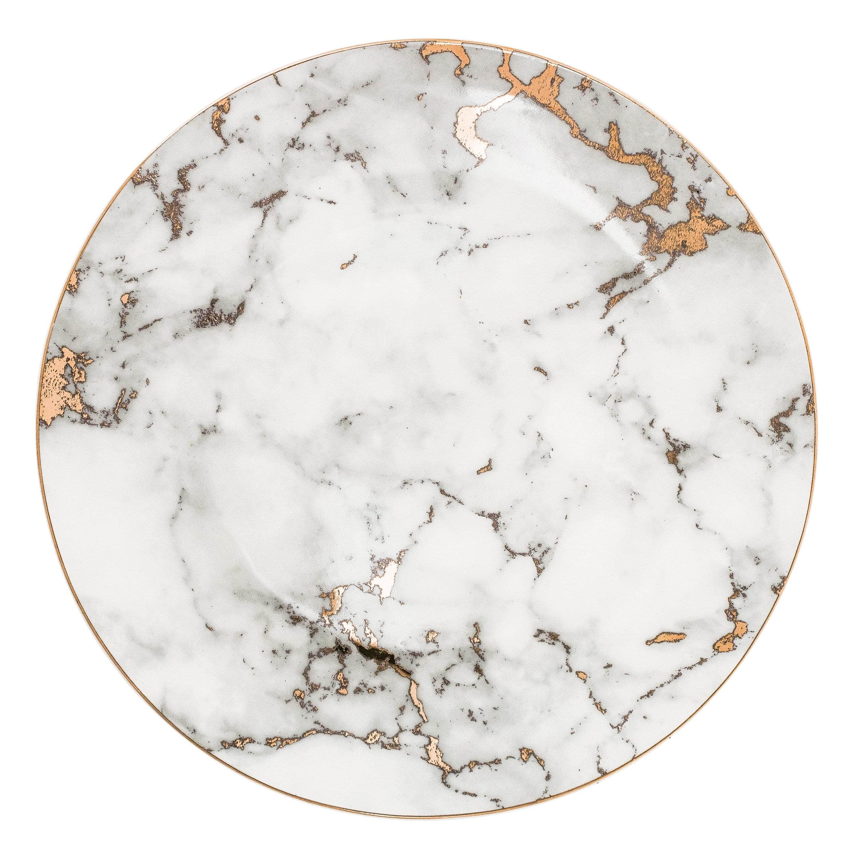 Marbled Fine Porcelain Dinner Plate Set with Gilded Corners – Elegant Kitchenware Collection 0