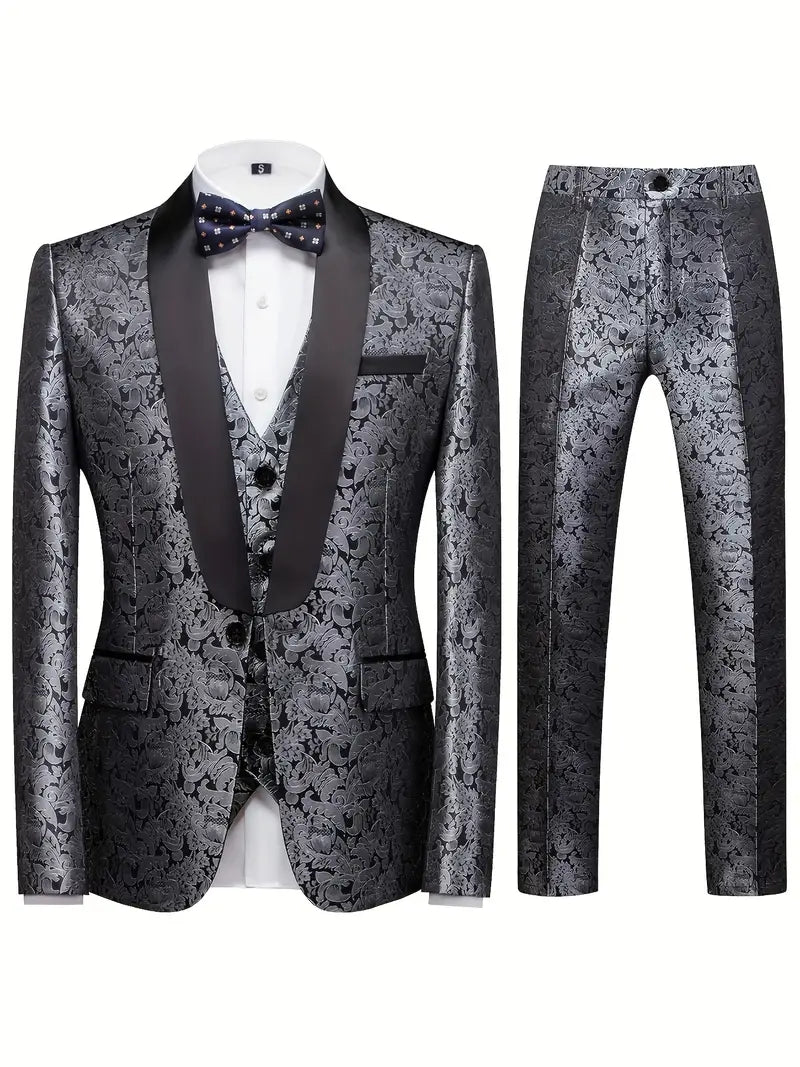 Men’s Modern Metallic 3-Piece Wedding Guest Suit