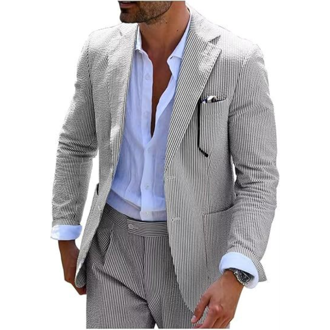 Men’s Modern Striped Wedding Guest Suit