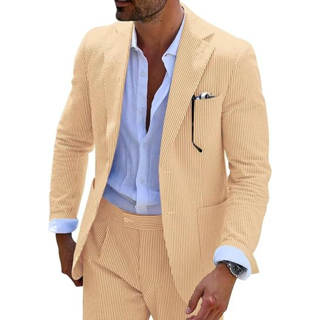 Men’s Modern Striped Wedding Guest Suit