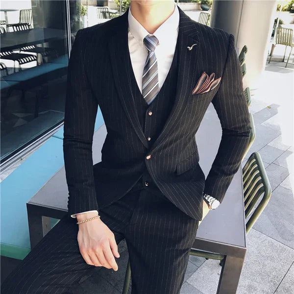 Men's Modern Three-Piece Double-Breasted Wedding Guest Suit