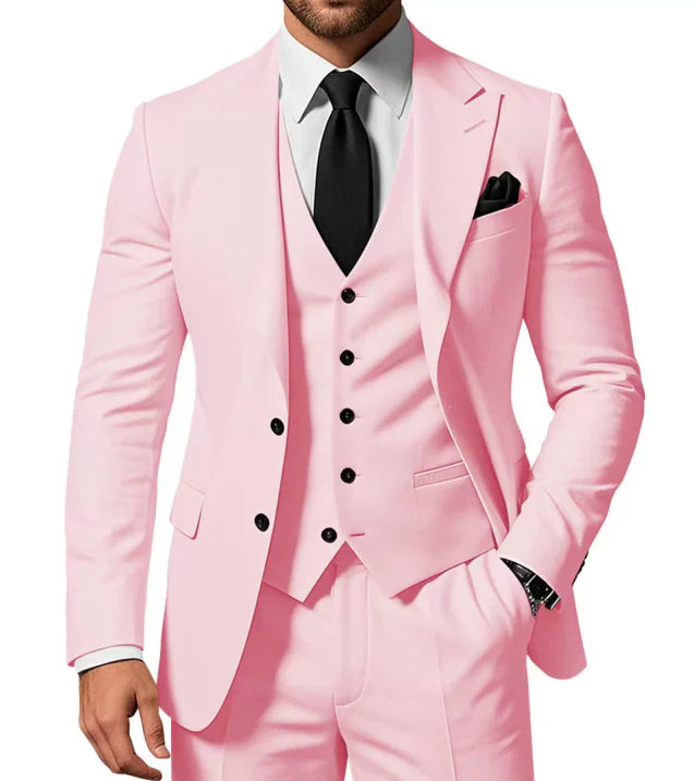 Men’s Single Breasted Slim Fit 3-Piece Wedding Guest Suit
