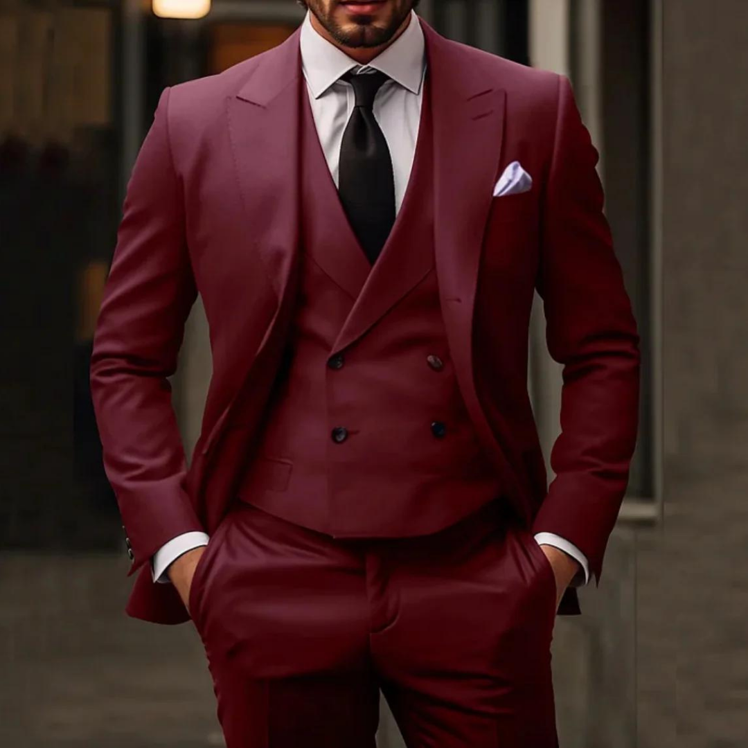 Men's Three-Piece Wedding Guest Suit Formal Outfit