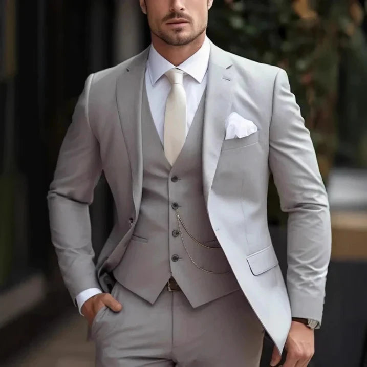 Men's Three-Piece Wedding Guest Suit for Classic Formal Style