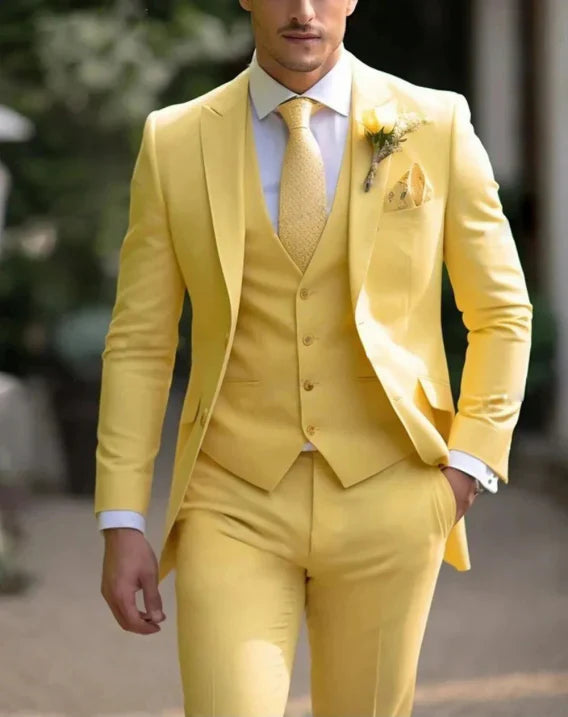 Men's Three-Piece Wedding Guest Suit for Classic Formal Style
