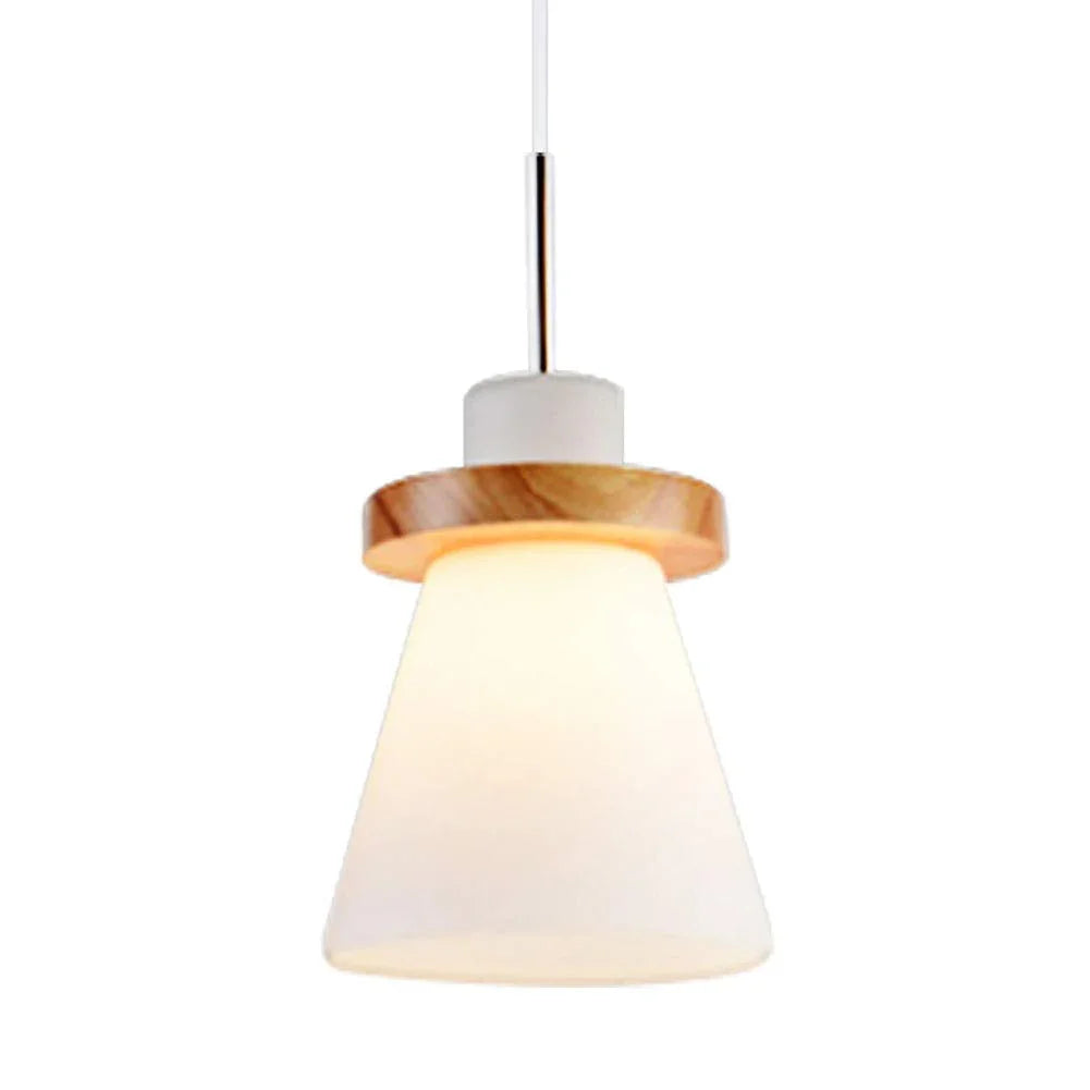 Minimalist Trapezoid Pendant Light in White Wood and Glass – Stylish Kitchen Pendant Lighting for Bedroom, Dining, and Living Room 4