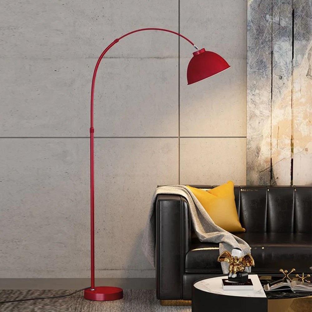 Modern Arc Metal Floor Lamp in Black, Red, and Yellow – Stylish Indoor Lighting 4