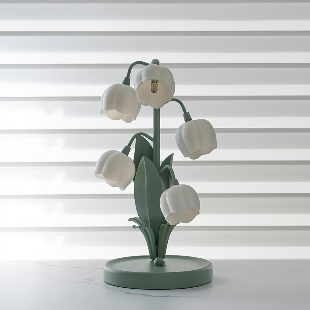 Modern Bell Orchid Table Lamp with Metal Frame and Orchid Pattern Shade – Indoor Lighting 5