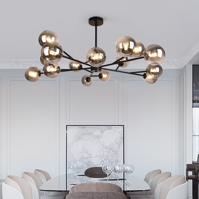 Modern Black Chandelier with 15 Lights – Adjustable Height Sputnik Design for Dining Room or Kitchen 1