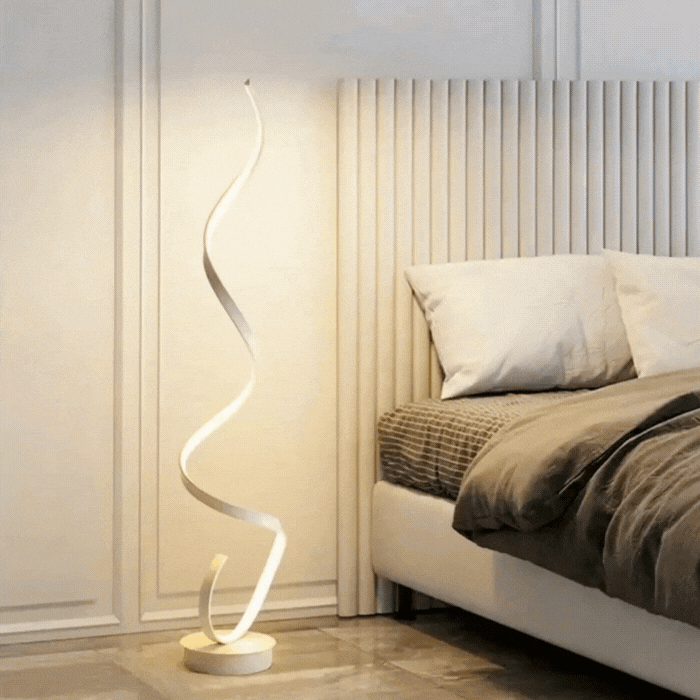 Modern Black Floor Lamp with Dimmable LED Lighting – Stylish Spiral Design for Living Room 2
