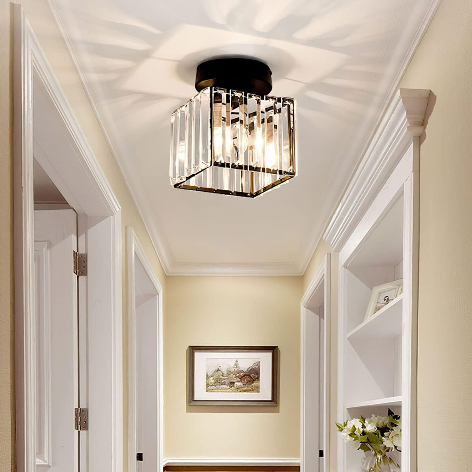 Modern Black Flush Mount Ceiling Light Fixture – Contemporary Design for Hallway and Living Spaces 3